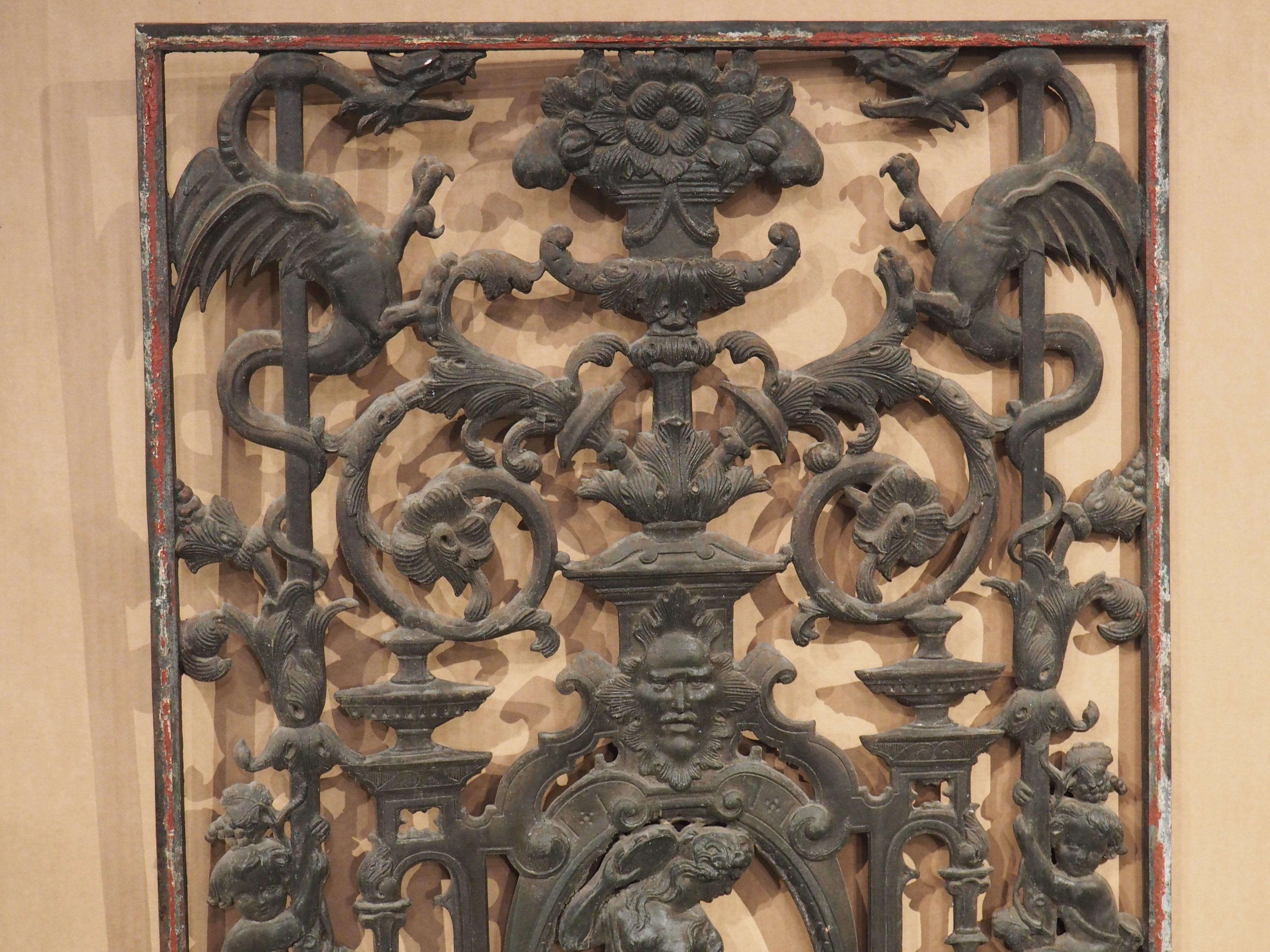 Antique French Cast Iron Painted Gate by La Fonderie de Tusey 7