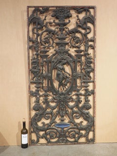 Antique French Cast Iron Painted Gate by La Fonderie de Tusey