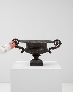 Antique French Cast Iron Planter with Scrolled Handles, 1900s Design