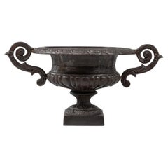 Antique French Cast Iron Planter with Scrolled Handles, 1900s Design