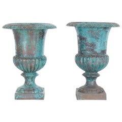 Antique French Cast Iron Planters, a Pair
