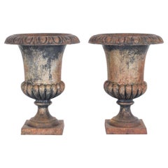 Antique French Cast Iron Planters, a Pair