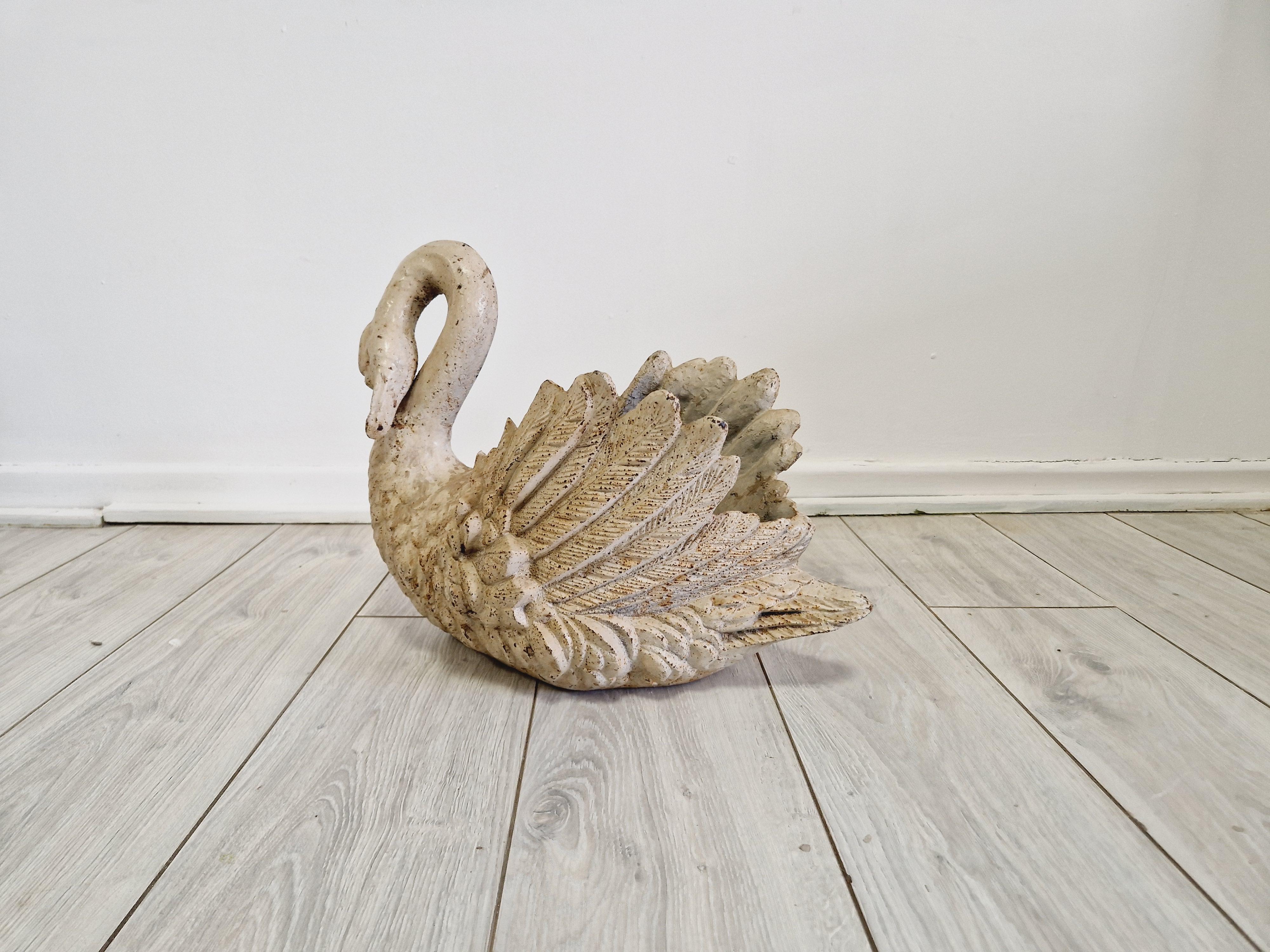 Early 20th Century Antique French Cast Iron Swan Planter