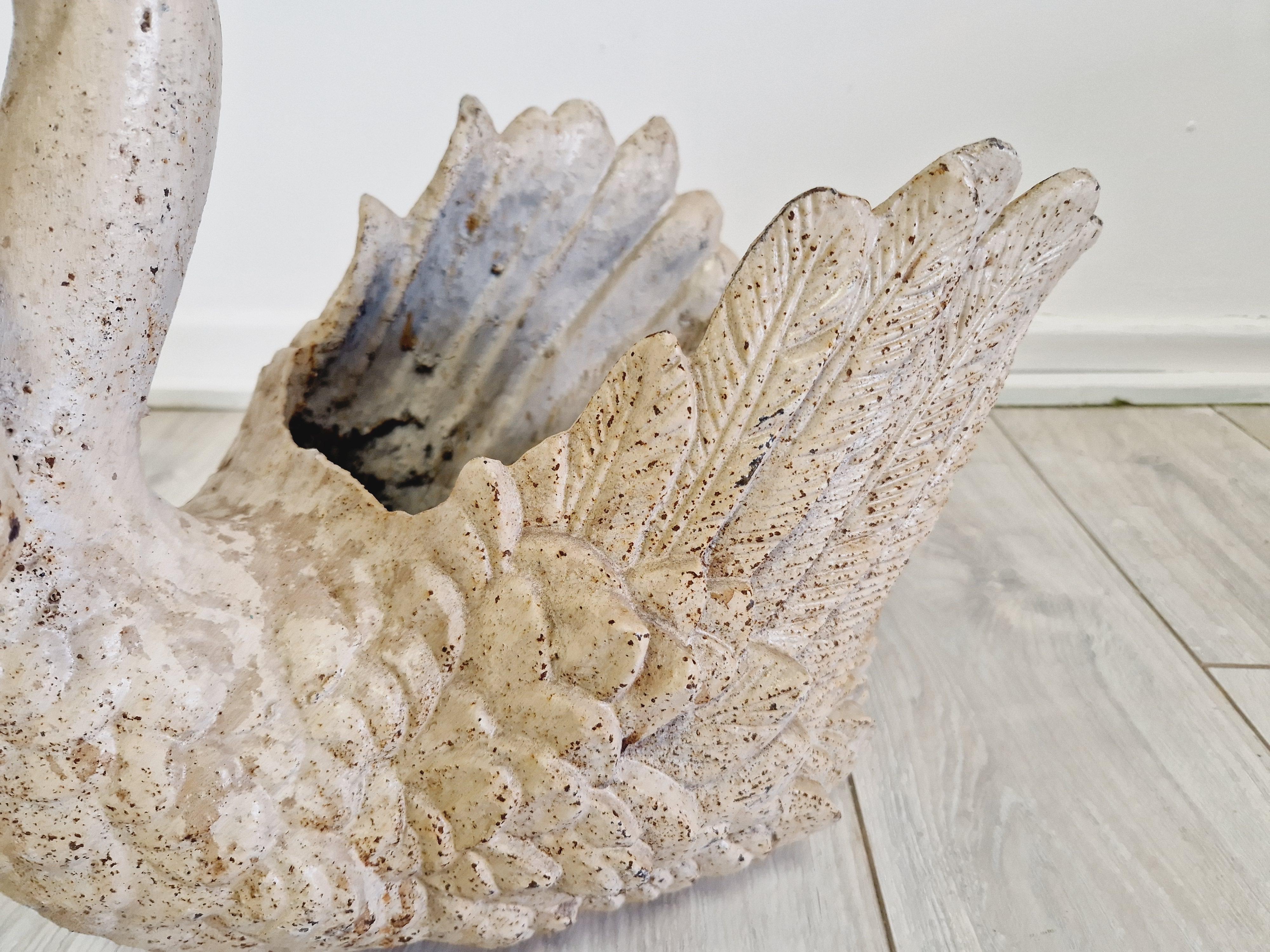 Antique French Cast Iron Swan Planter 1