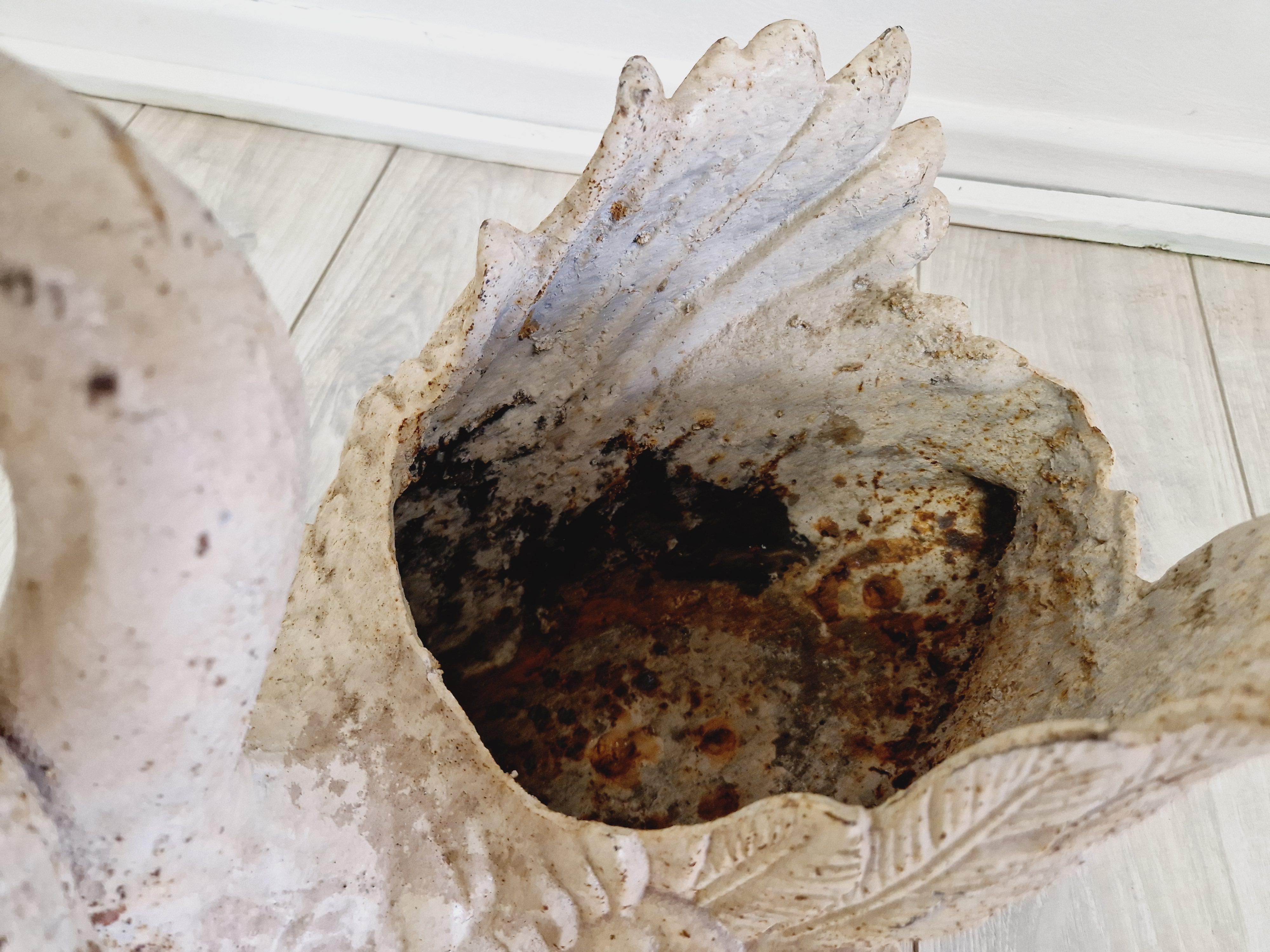 Antique French Cast Iron Swan Planter 2
