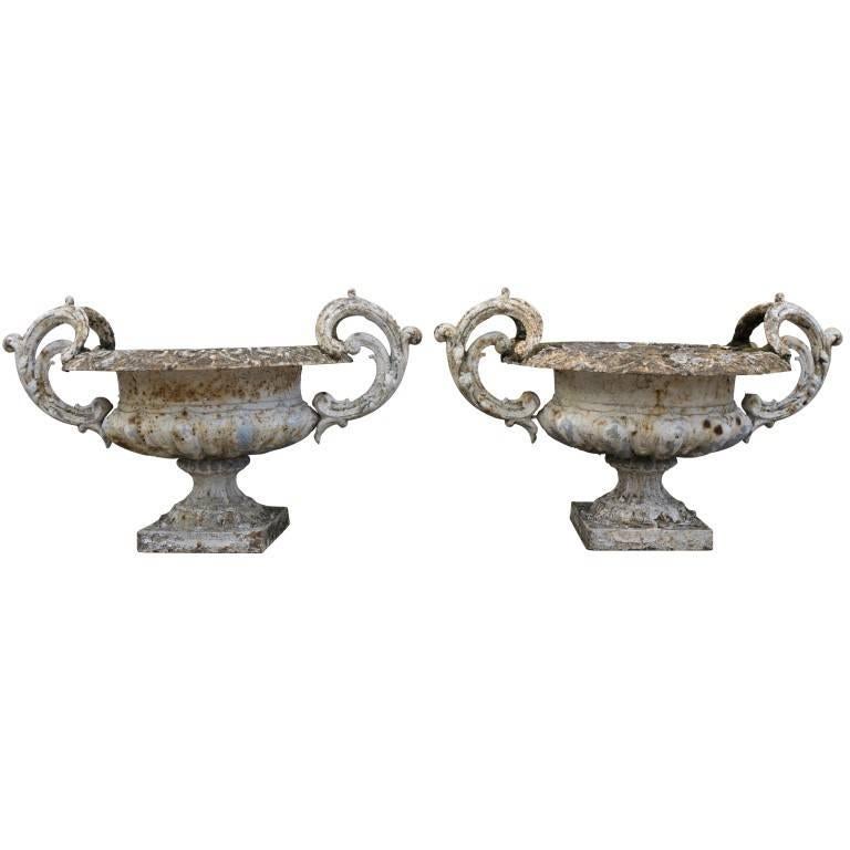 Antique French Cast Iron Urns