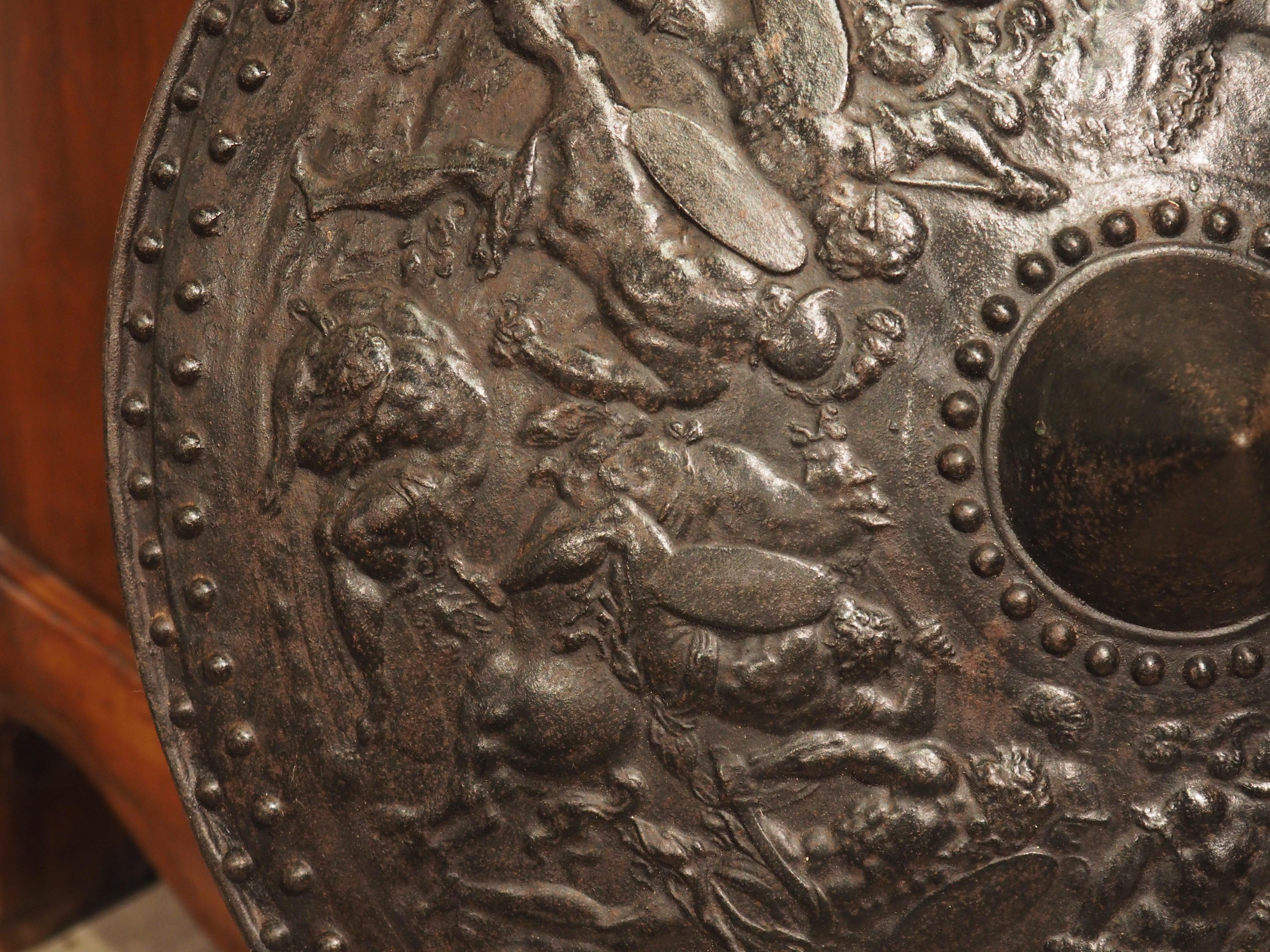 Renaissance Antique French Cast Iron Wall Shield, C. 1890