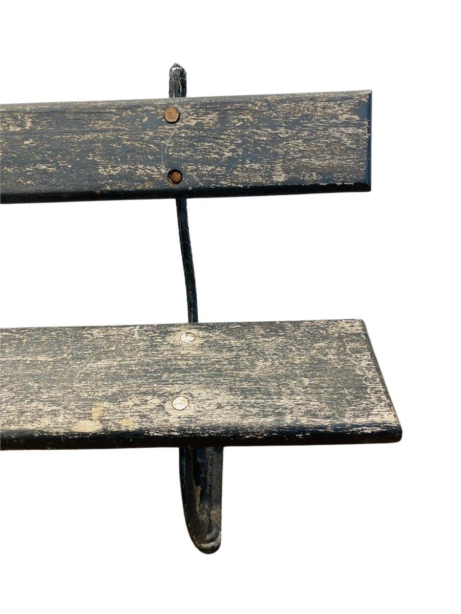 Antiguo Banco de Parque Francés de Hierro Fundido y Madera - Asientos de Exterior Vintage Hecho a mano en venta