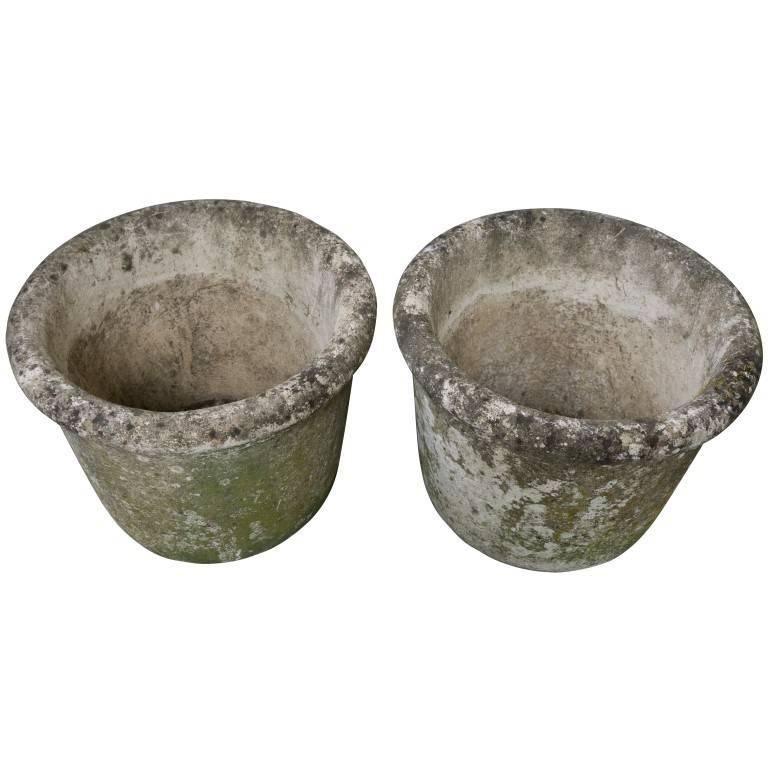 Mid-20th Century Antique French Cast Stone Urns, circa 1950