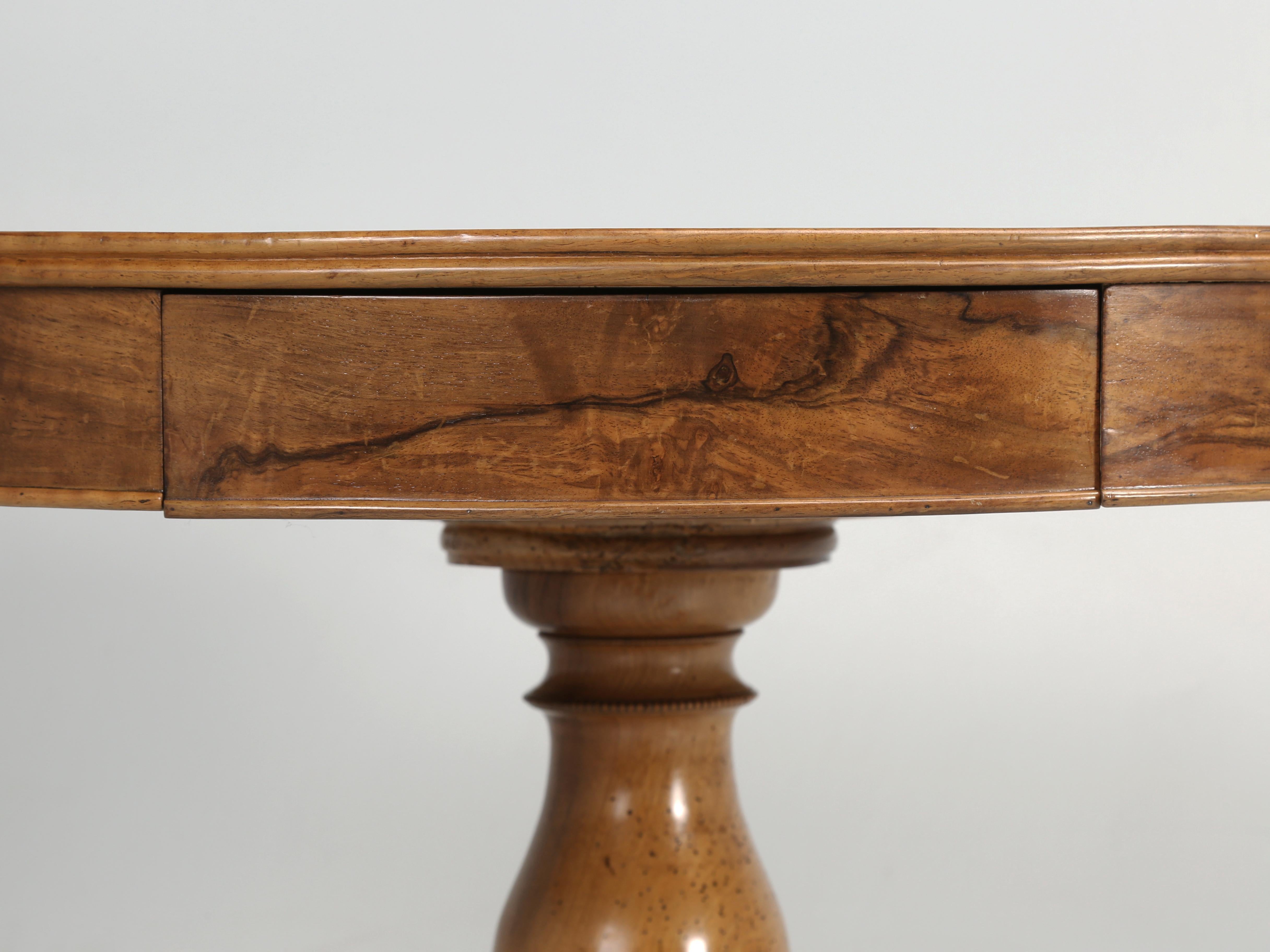 Antique French Center Hall Table in Crotch Walnut with French Polish Finish For Sale 5