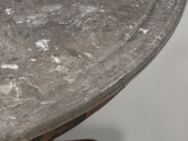 Antique French Centre-Hall Table in Walnut with a Grey Marble Top For Sale 1