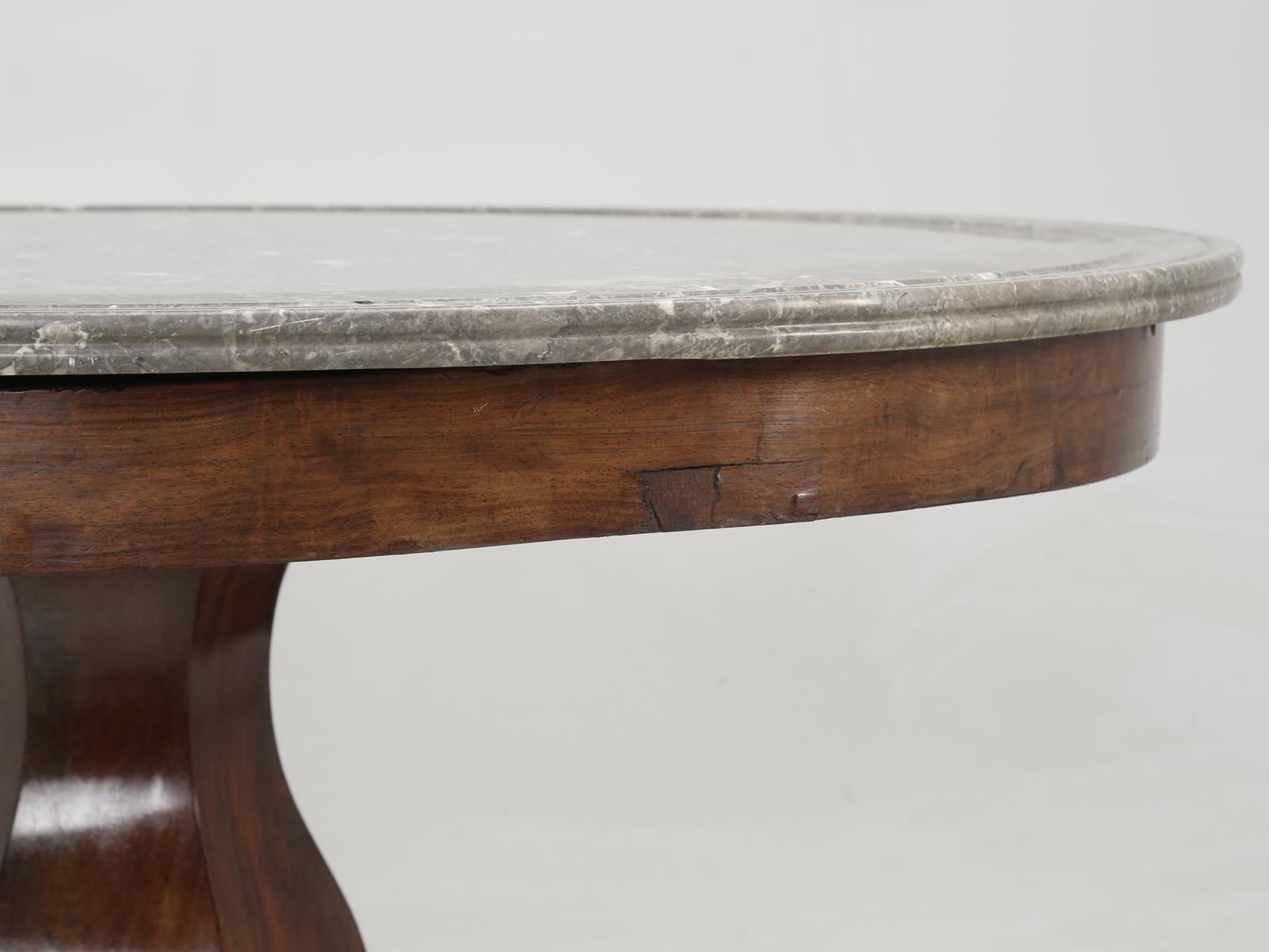 Antique French Centre-Hall Table in Walnut with a Grey Marble Top 2