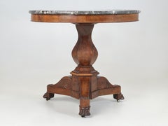 Antique French Center Hall Table Mahogany Saint Anne Marble Original Condition