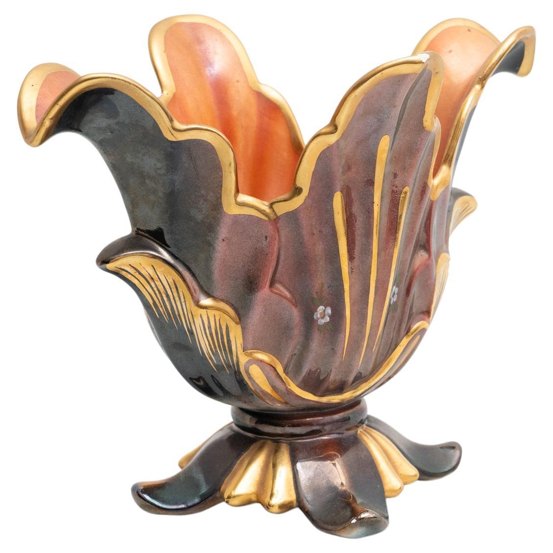 Antique French Ceramic Flower Vase, circa 1960 For Sale at 1stDibs
