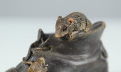 Antique French Ceramic, Shoe With Mice, Circa 1900