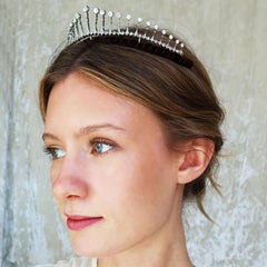 Antique French Ch. Fontana & Cie Diamond Tiara Necklace Silver Upon Gold, c 1880