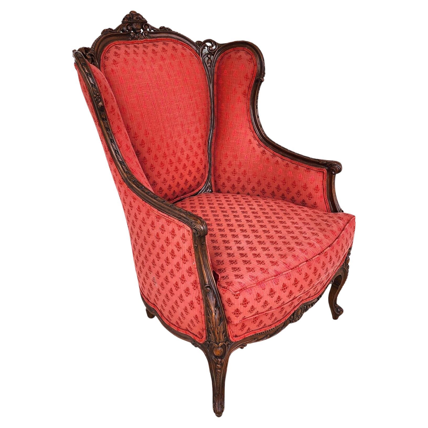 Antique French Chair Bergere Walnut For Sale