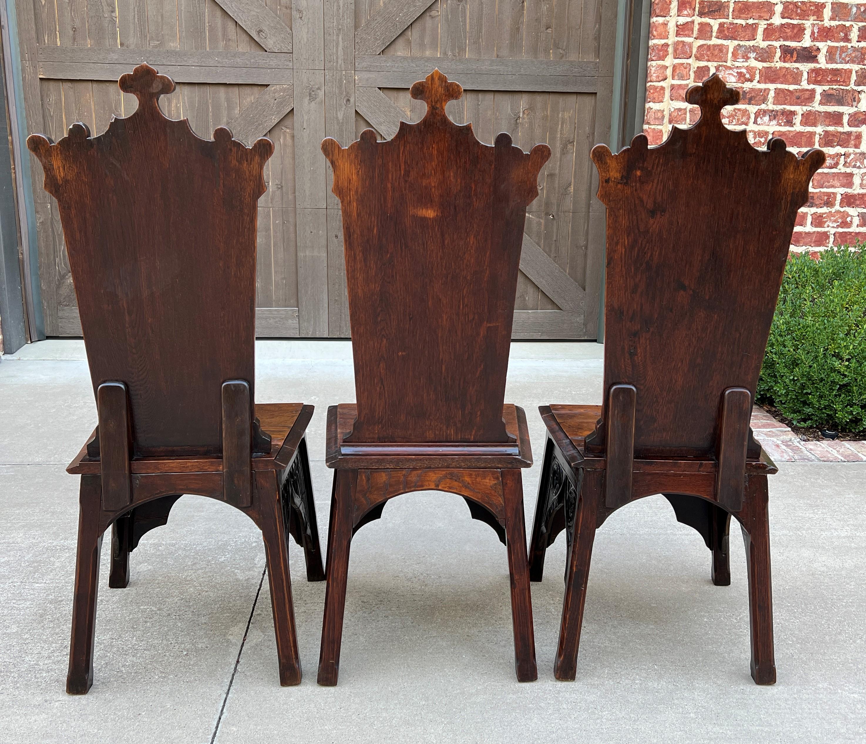 Antique French Chairs Set of 6 Gothic Revival Oak Pegged Dining Side Chairs 19C 9