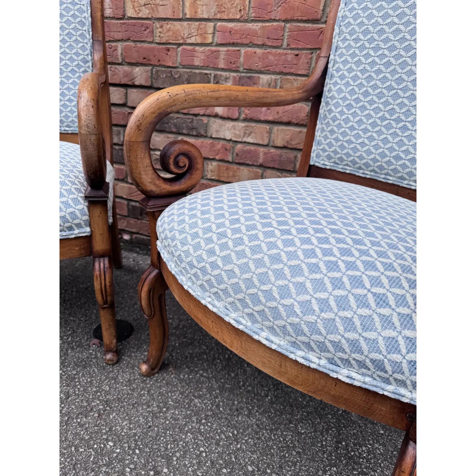 Antique French Chairs W/ New Upholstery 4