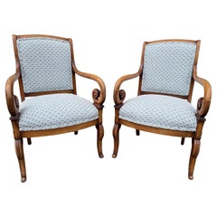 Antique French Chairs W/ New Upholstery