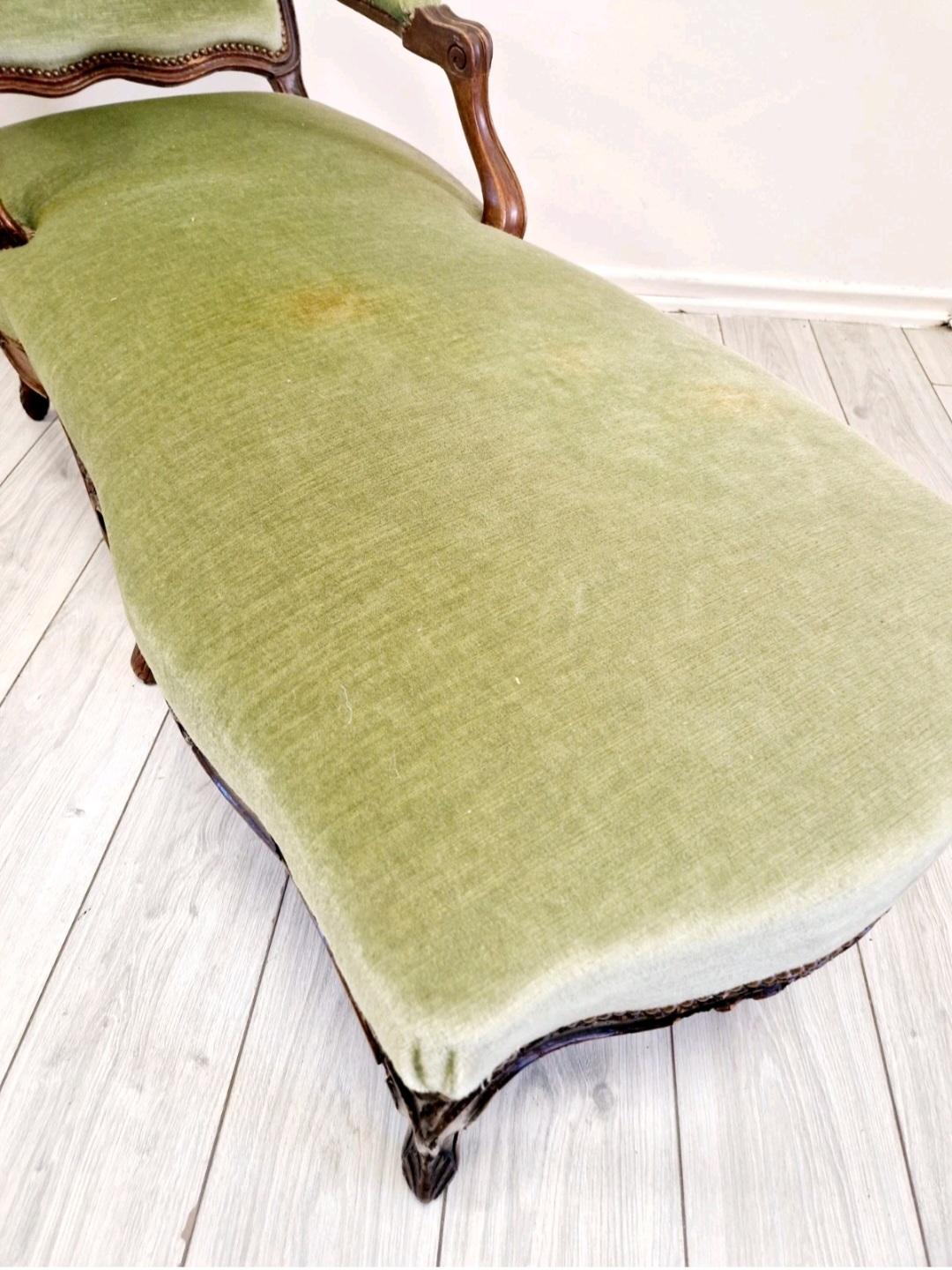 Antique French Chaise Longue Stuhl Louis XV Stil (Französisch) im Angebot