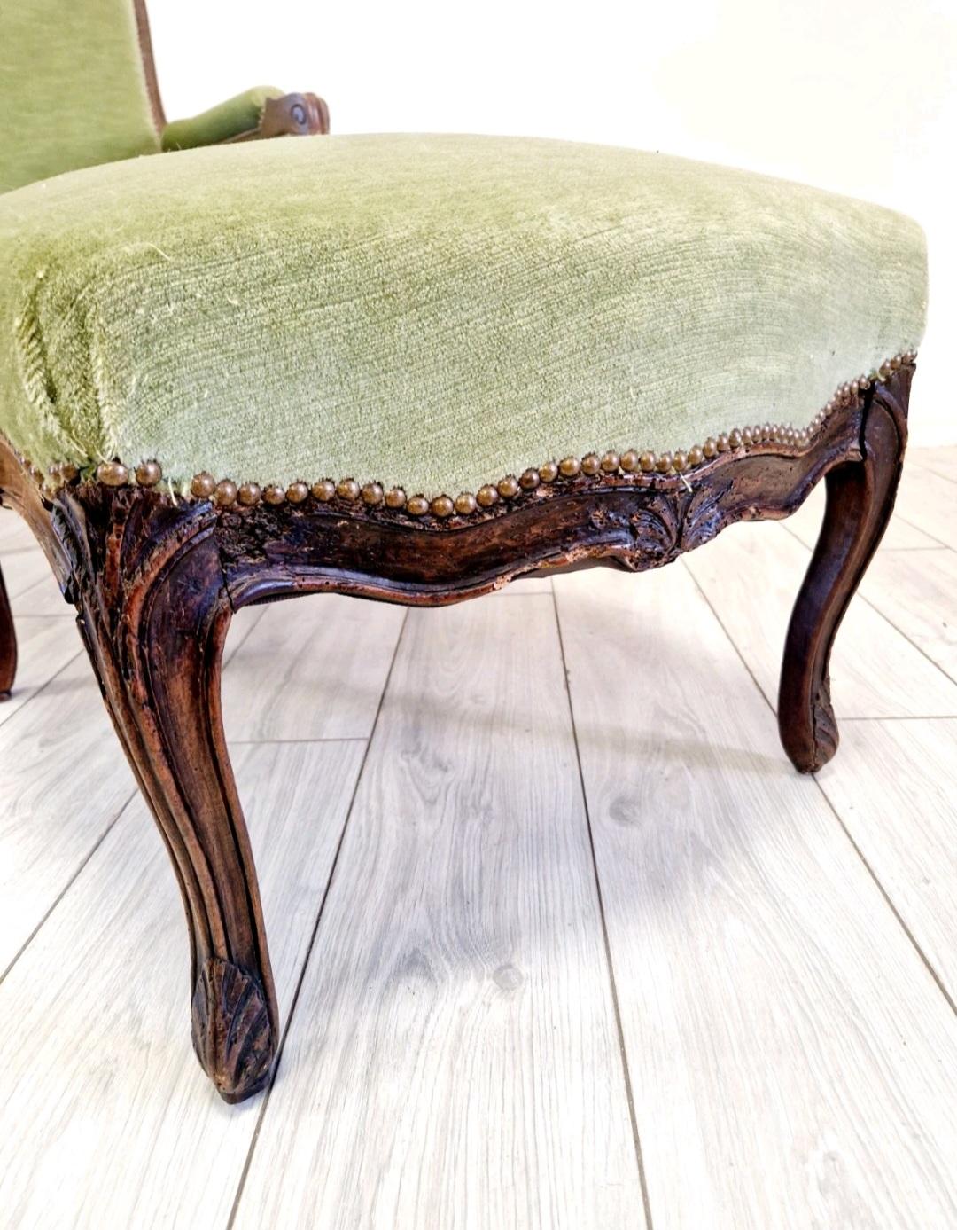 Antique French Chaise Longue Stuhl Louis XV Stil (Holz) im Angebot