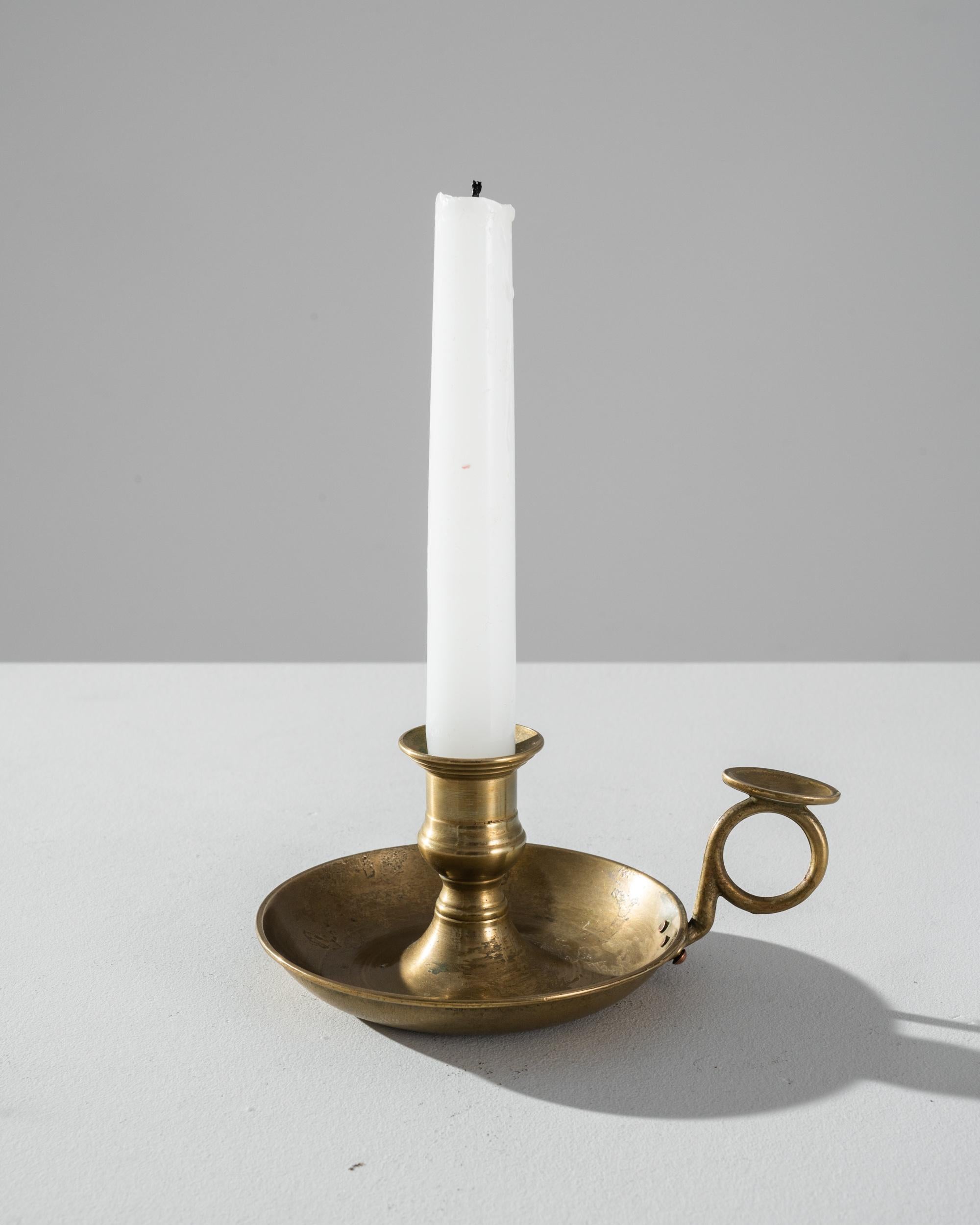 Antique French Chamberstick Candle Holder In Good Condition In High Point, NC