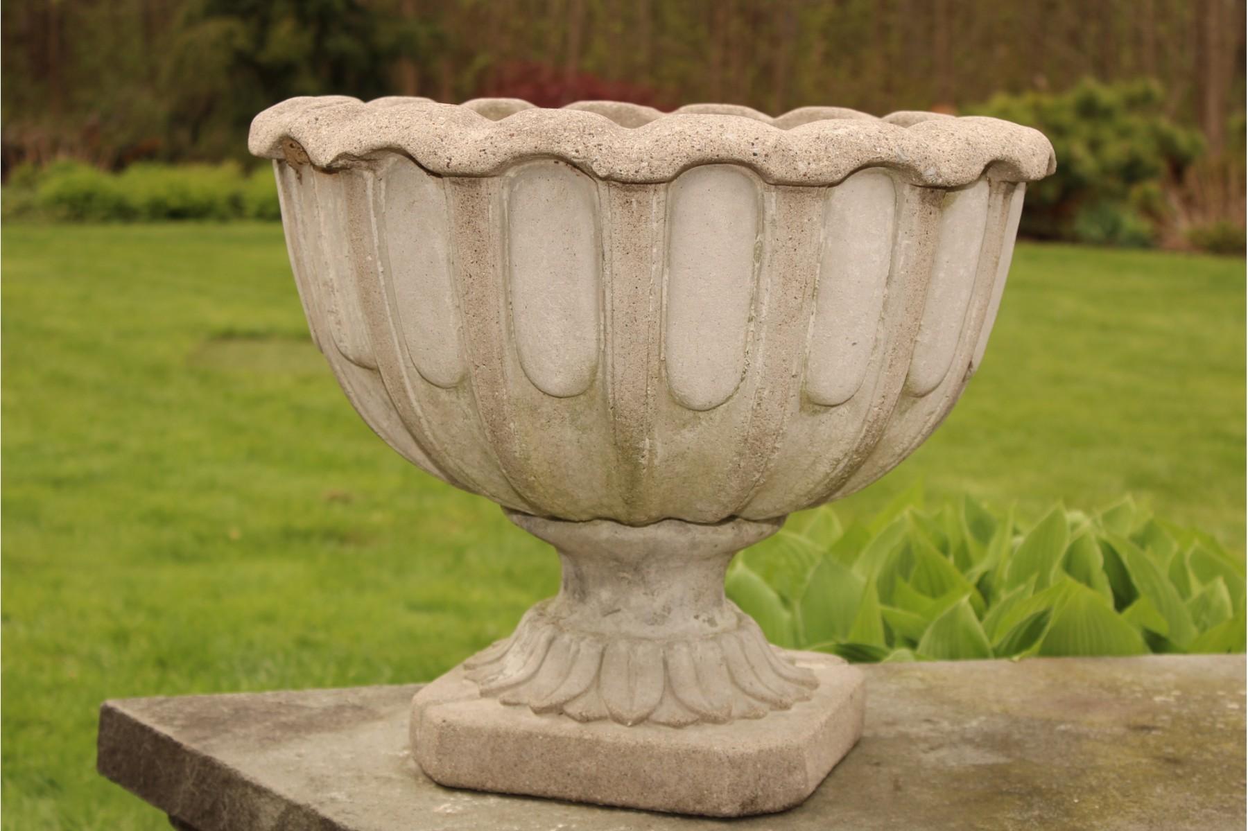 19th Century Antique French Chambord Patinated Cast Stone Lotus Garden Planter Jardinière