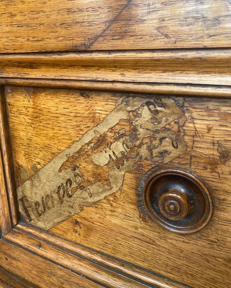 Antique French Champagne Shopkeeper's Cabinet Vitrine Oak Pine Cupboard 4