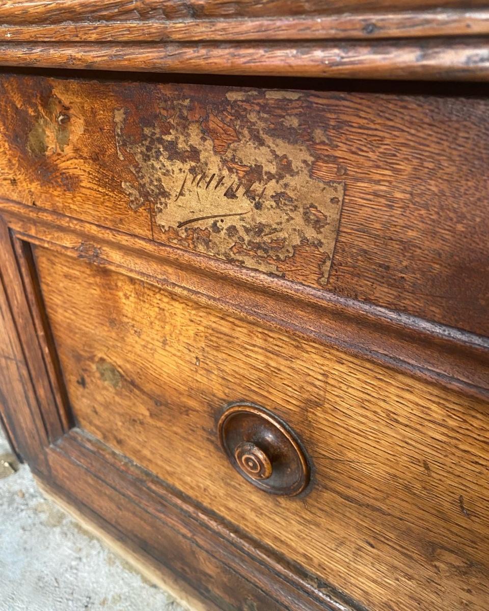 Antique French Champagne Shopkeeper's Cabinet Vitrine Oak Pine Cupboard 3