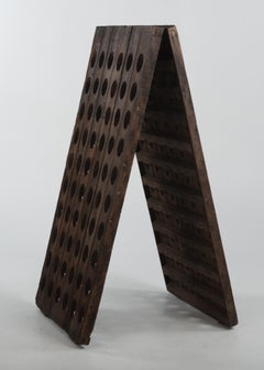 Antique French Champagne Two Side 120 Bottles Riddling Rack