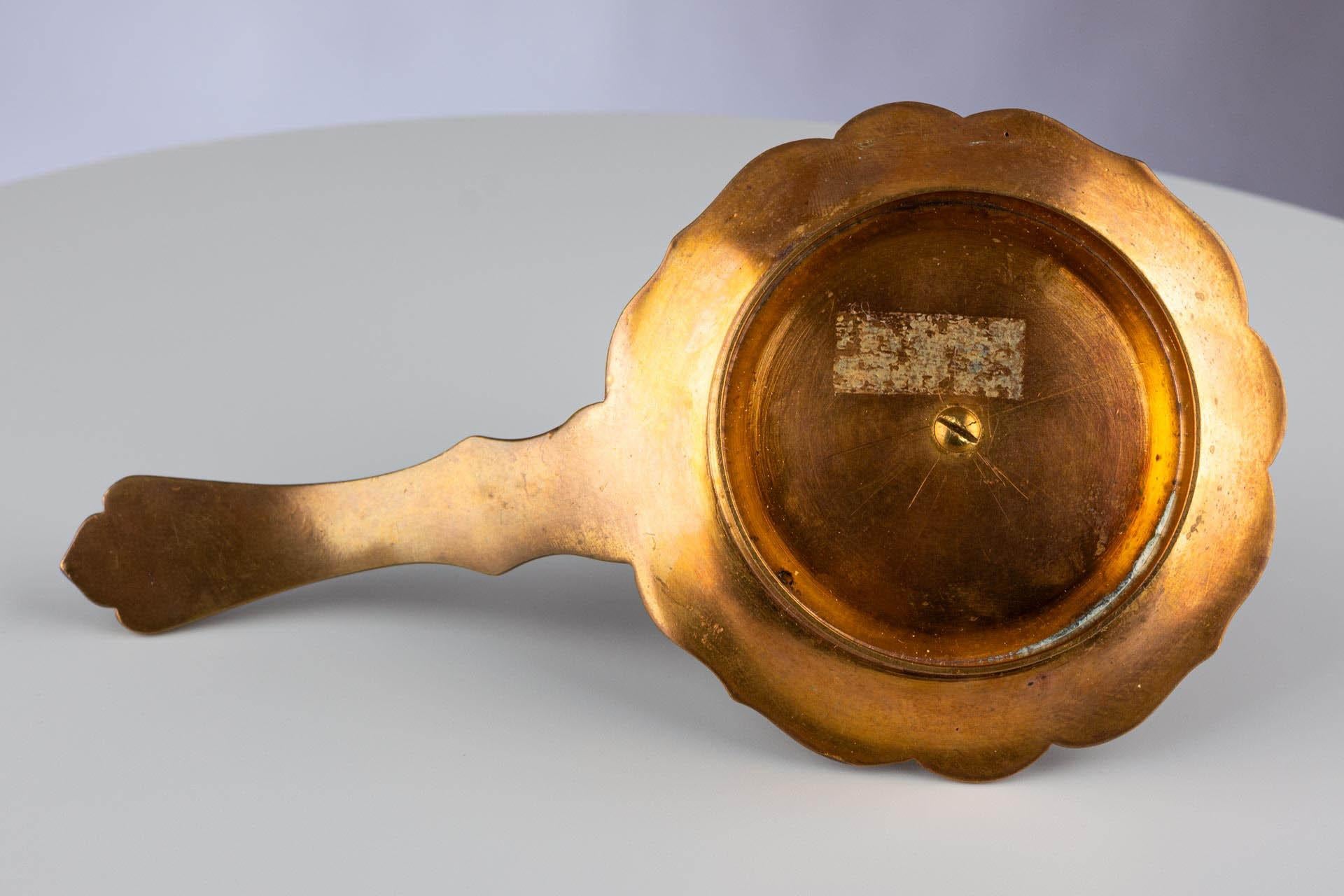Antique French Champlevé Emaille Messing Gold Blau Kammer Kerzenleuchter im Angebot 3