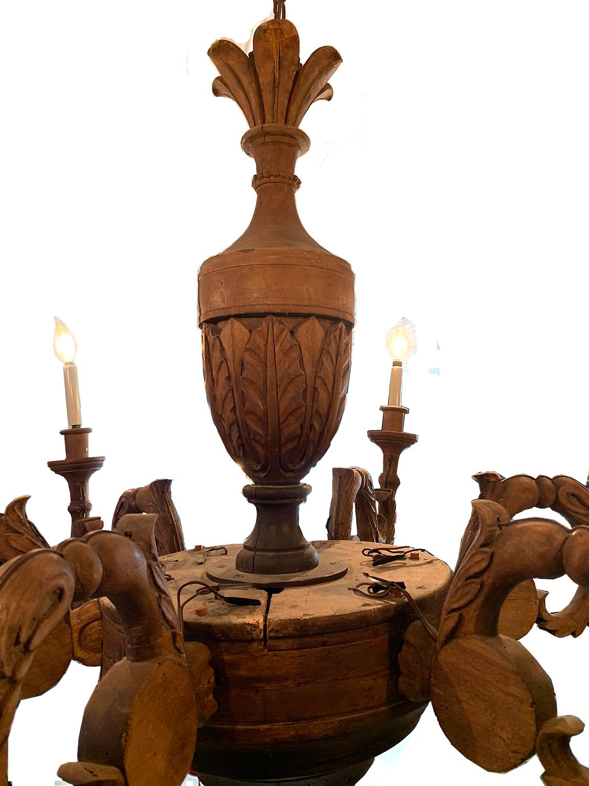 Walnut Large Antique French Chandelier For Sale