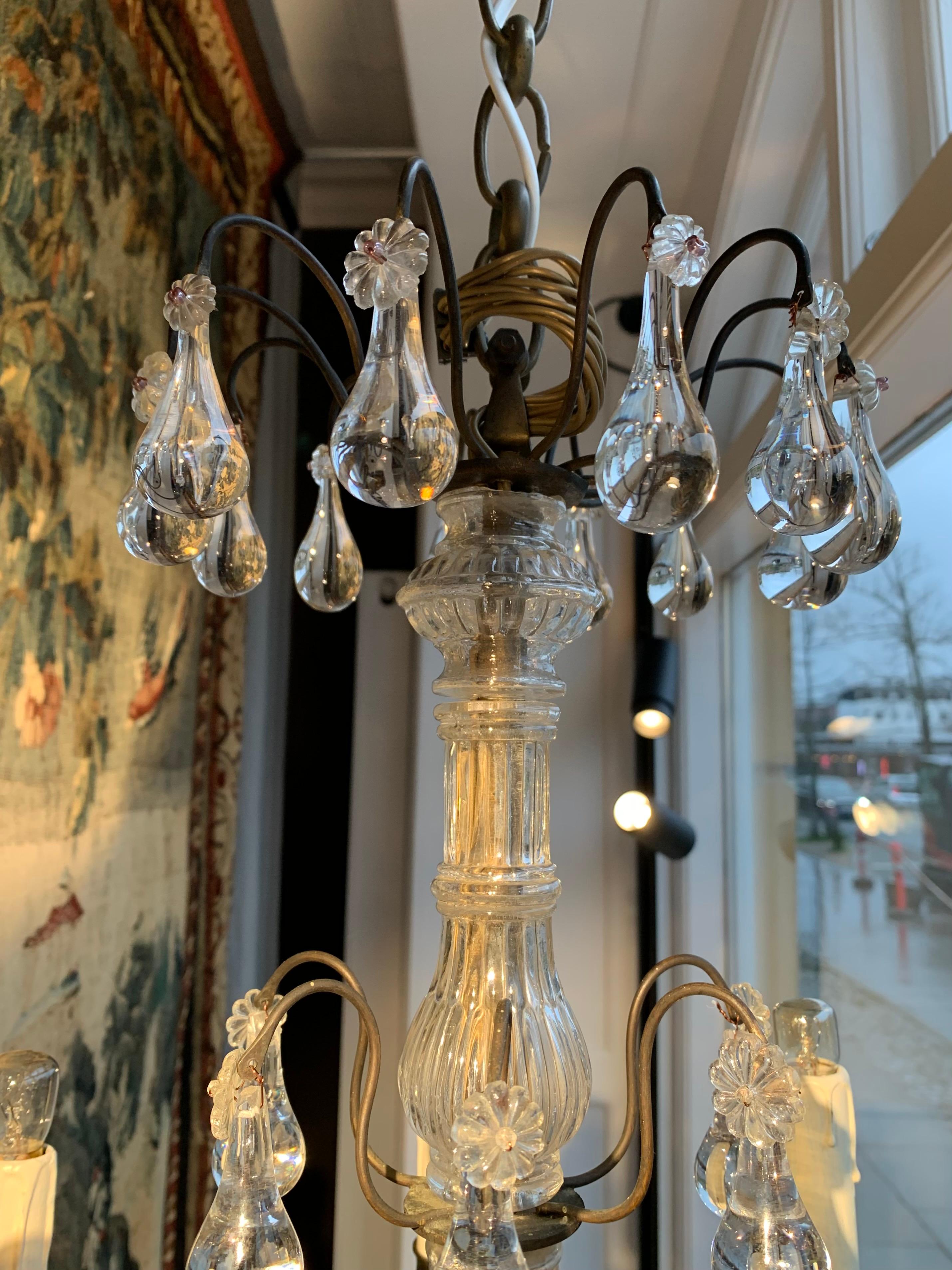 Glass Antique French Chandelier For Sale