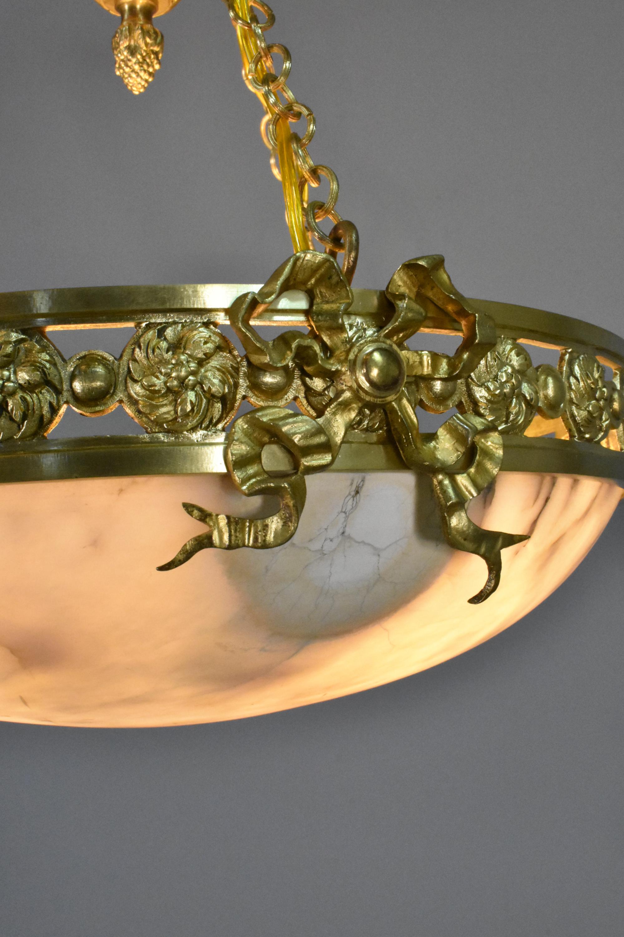 Antique French Chandelier in Bronze & Alabaster Napoleon III Second Empire For Sale 4