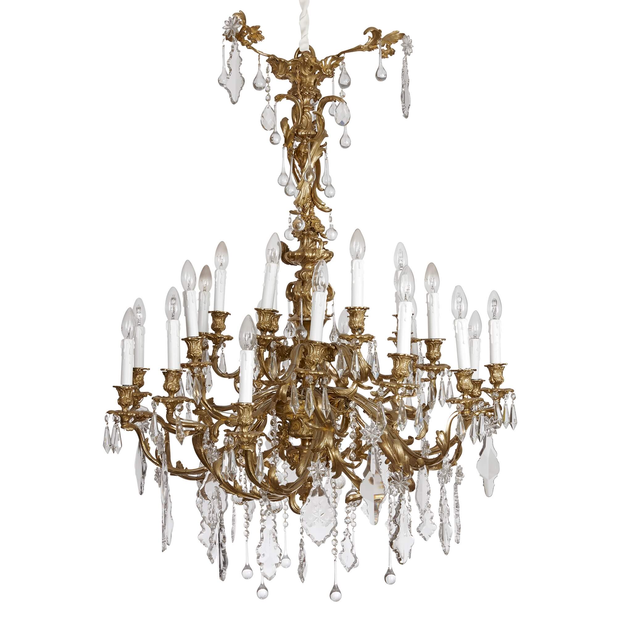 Antique Ormolu and Cut-Glass Rococo-Style Chandelier  For Sale