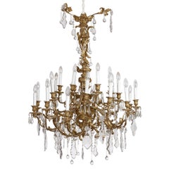 Antique Ormolu and Cut-Glass Rococo-Style Chandelier 