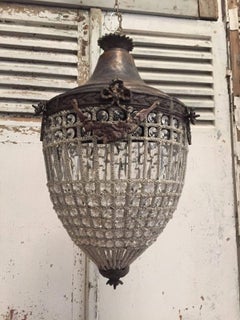 Antique French Chandelier, Vintage, Industrial