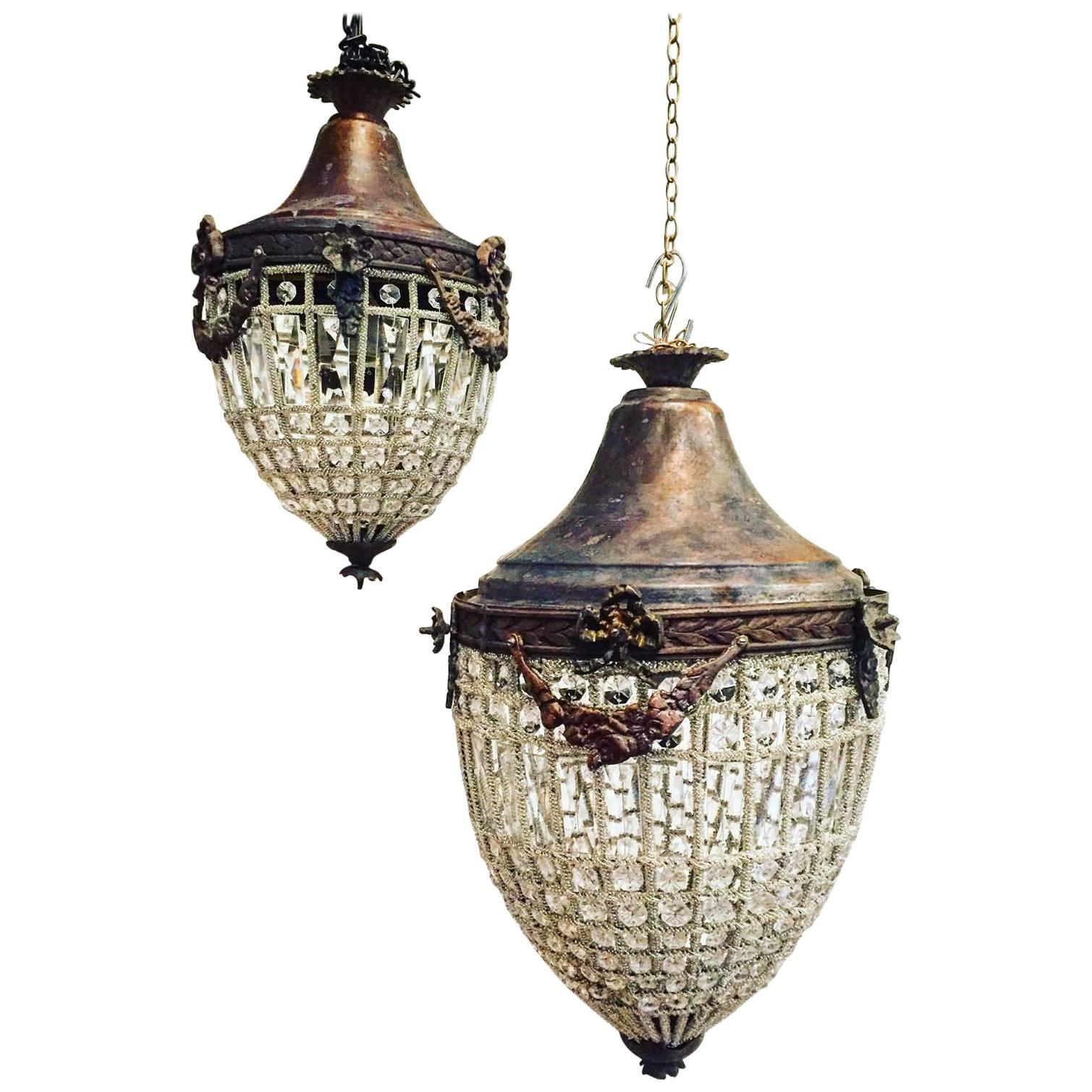 Antique French Chandelier, Vintage, Industrial For Sale