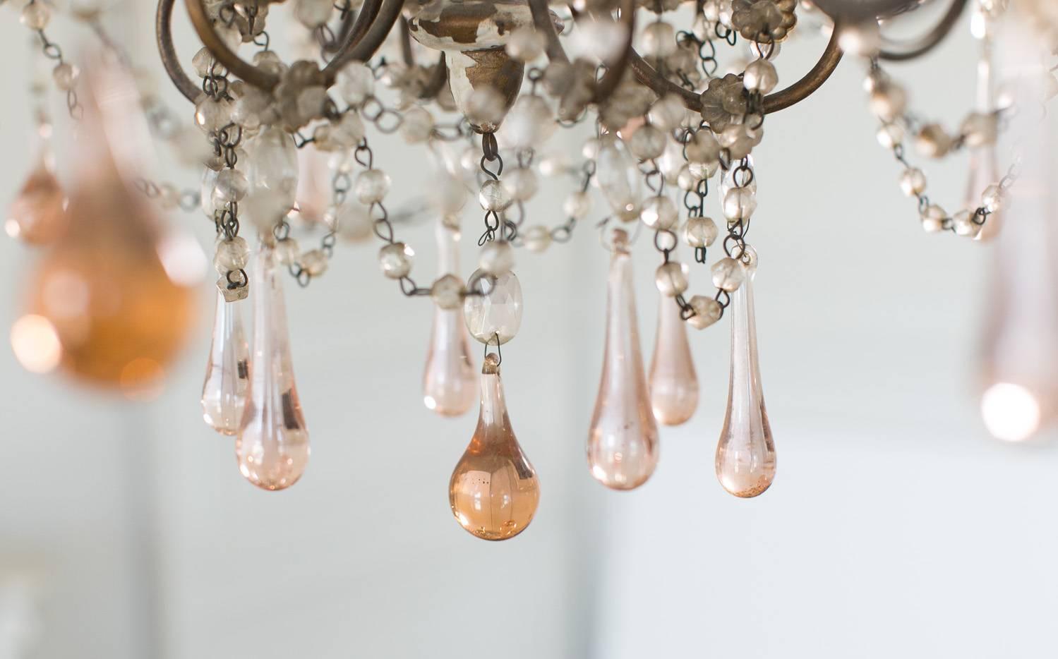 Antique French Chandelier with Glass Crystals For Sale 1