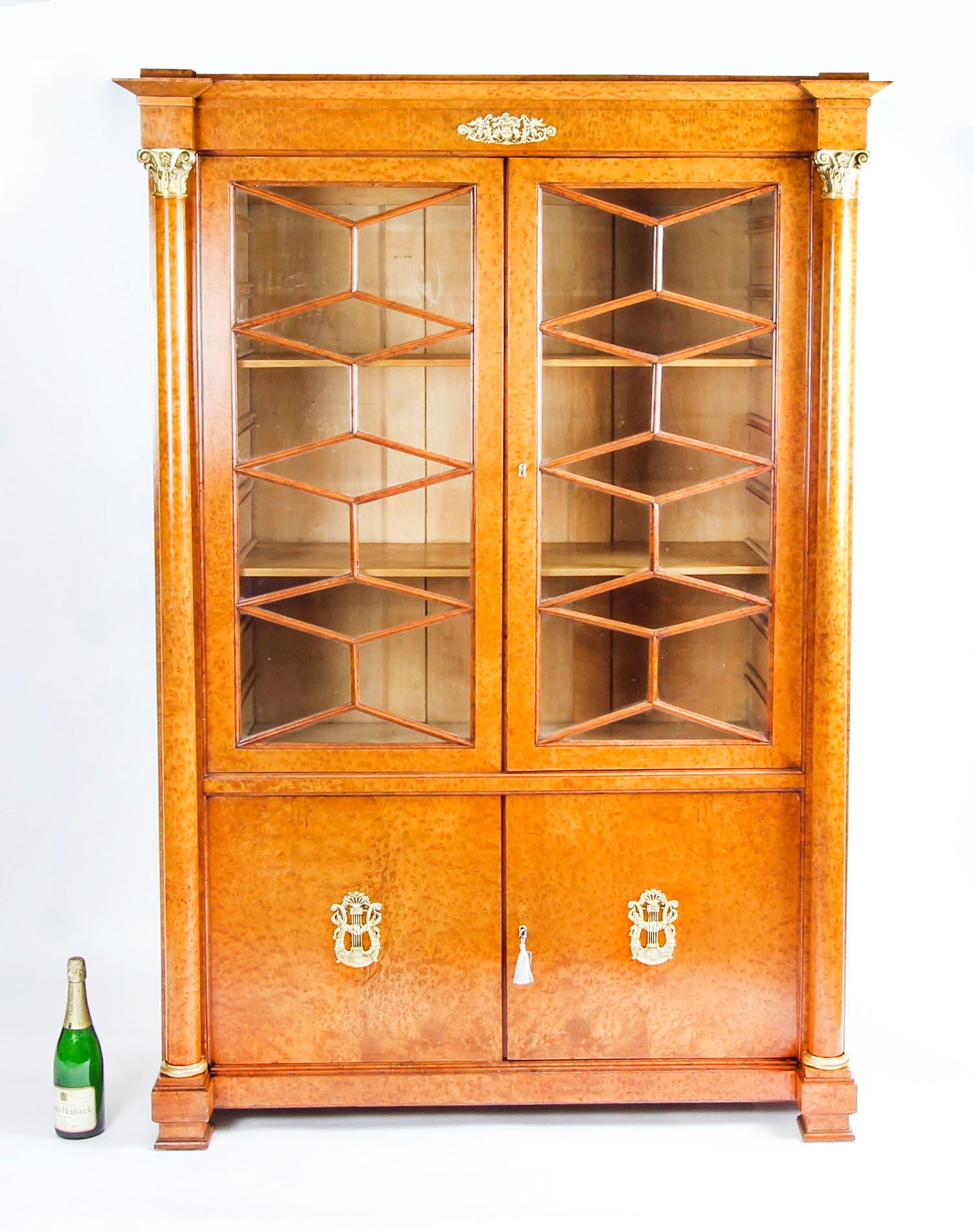 Antique French Charles X Burr Maple and Ormolu Bookcase, 19th Century For Sale 13