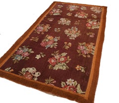 Antique French Charles X Savonnerie Rug with Botanical Design, Circa 1820