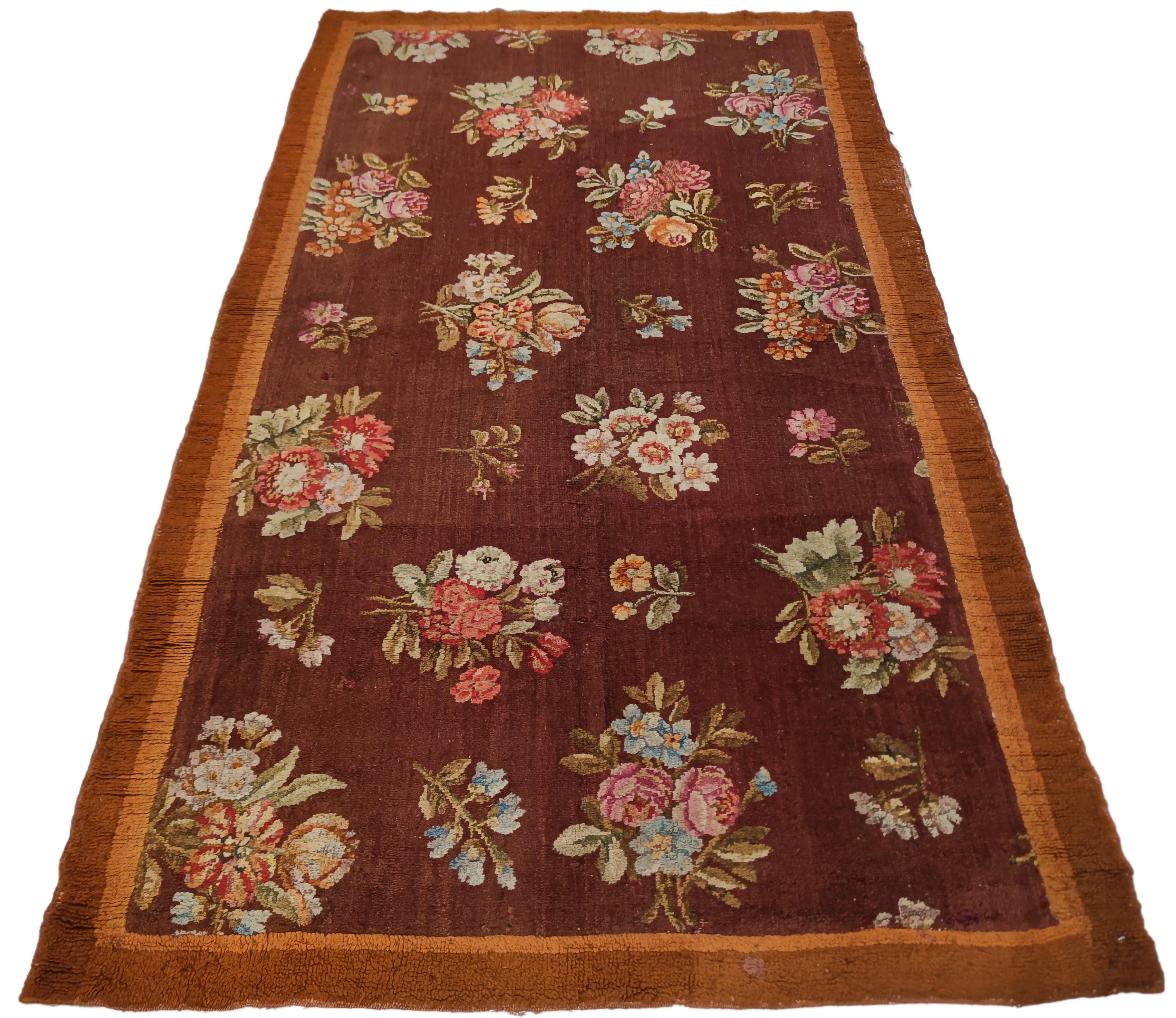 Hand-Knotted Antique French Charles X Savonnerie Rug with Botanical Design, Circa 1820 For Sale