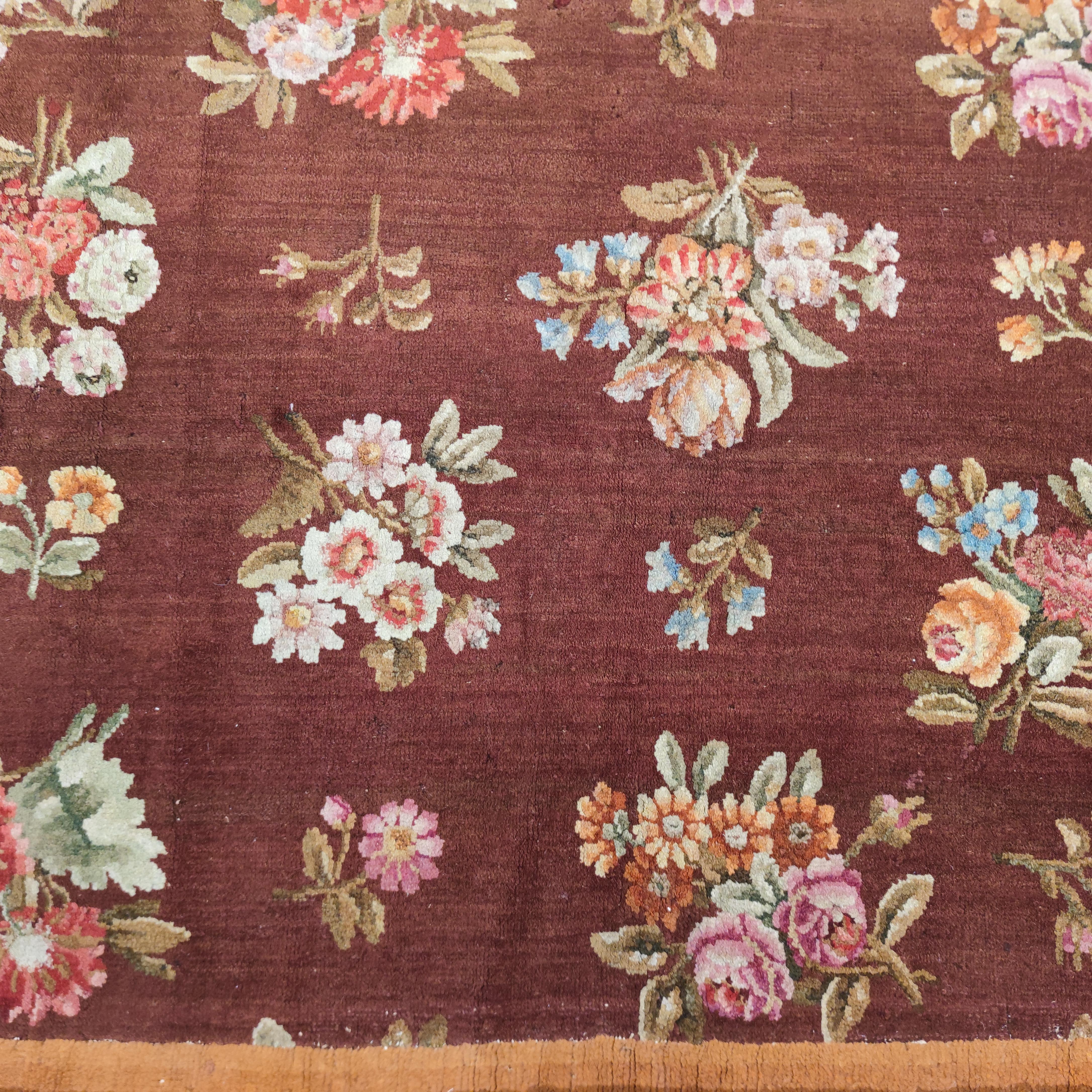 Early 19th Century Antique French Charles X Savonnerie Rug with Botanical Design, Circa 1820 For Sale