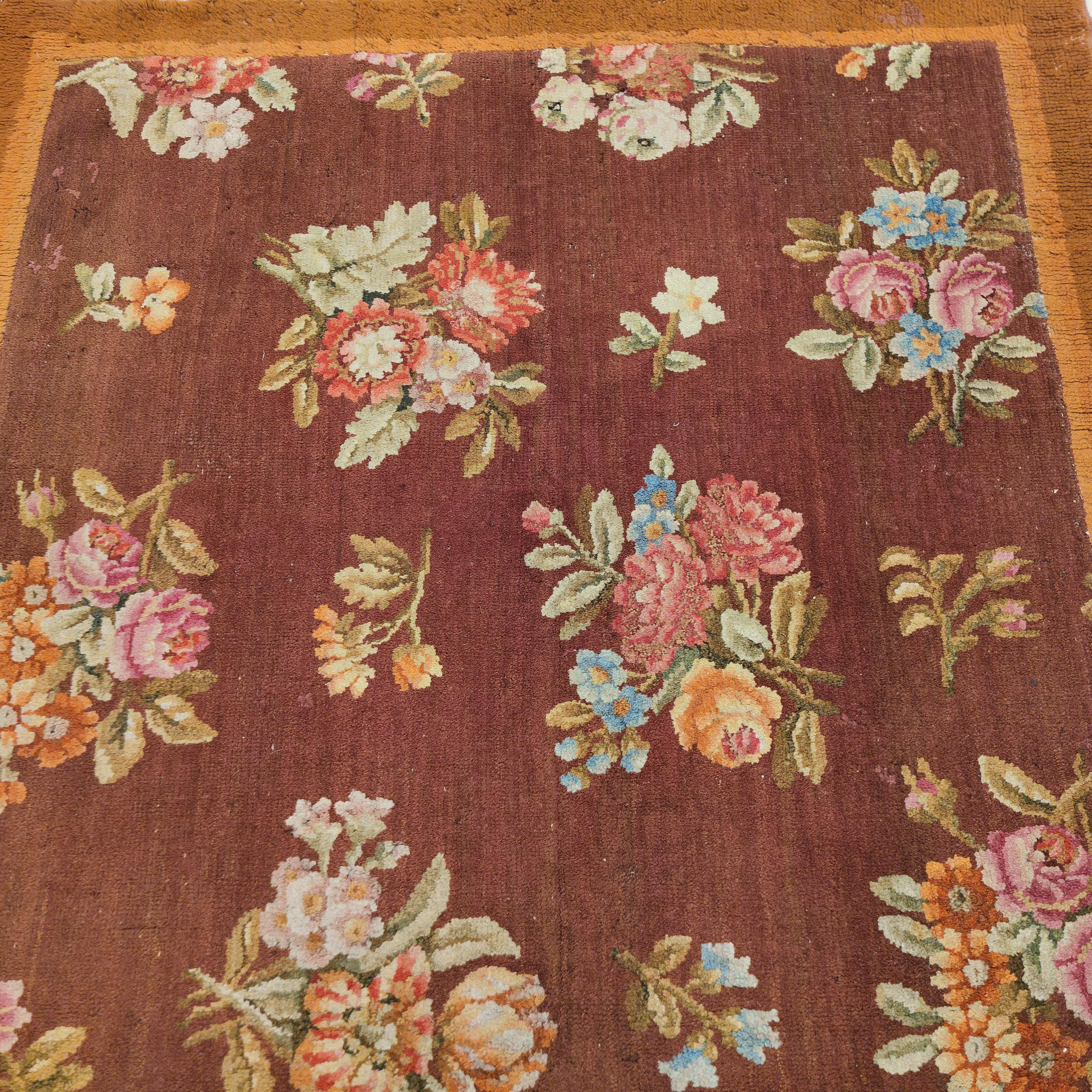 Wool Antique French Charles X Savonnerie Rug with Botanical Design, Circa 1820 For Sale