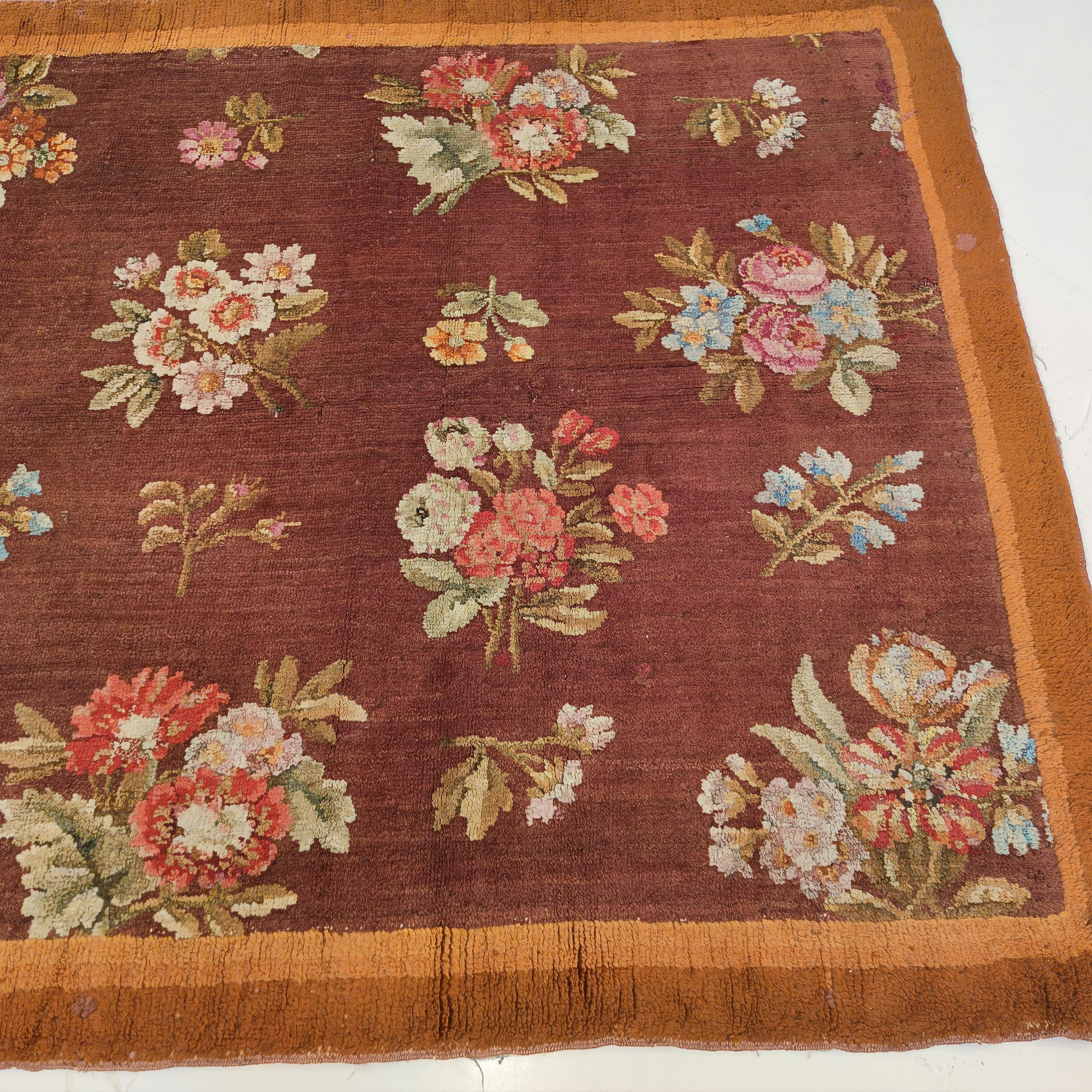 Antique French Charles X Savonnerie Rug with Botanical Design, Circa 1820 For Sale 1