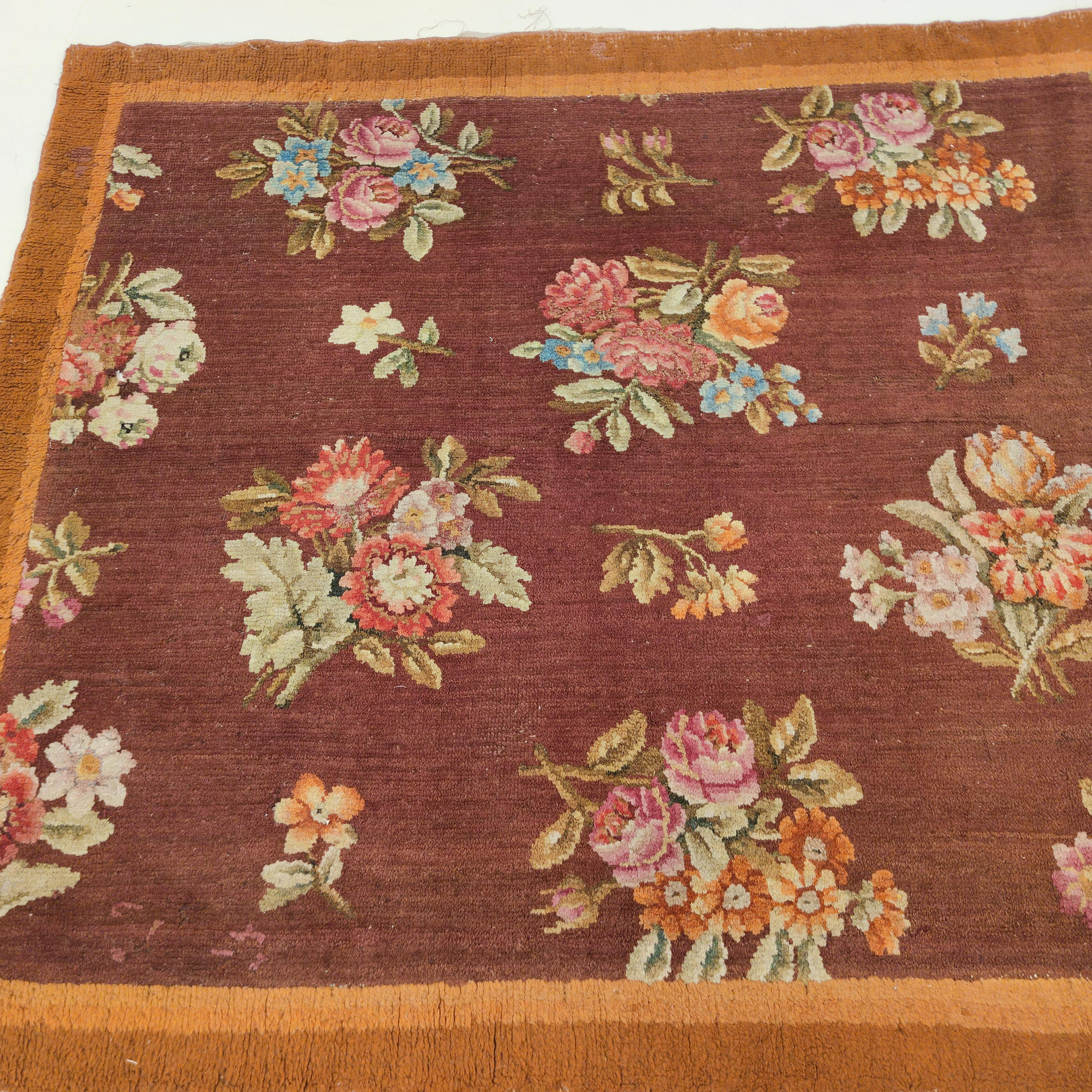 Antique French Charles X Savonnerie Rug with Botanical Design, Circa 1820 For Sale 2