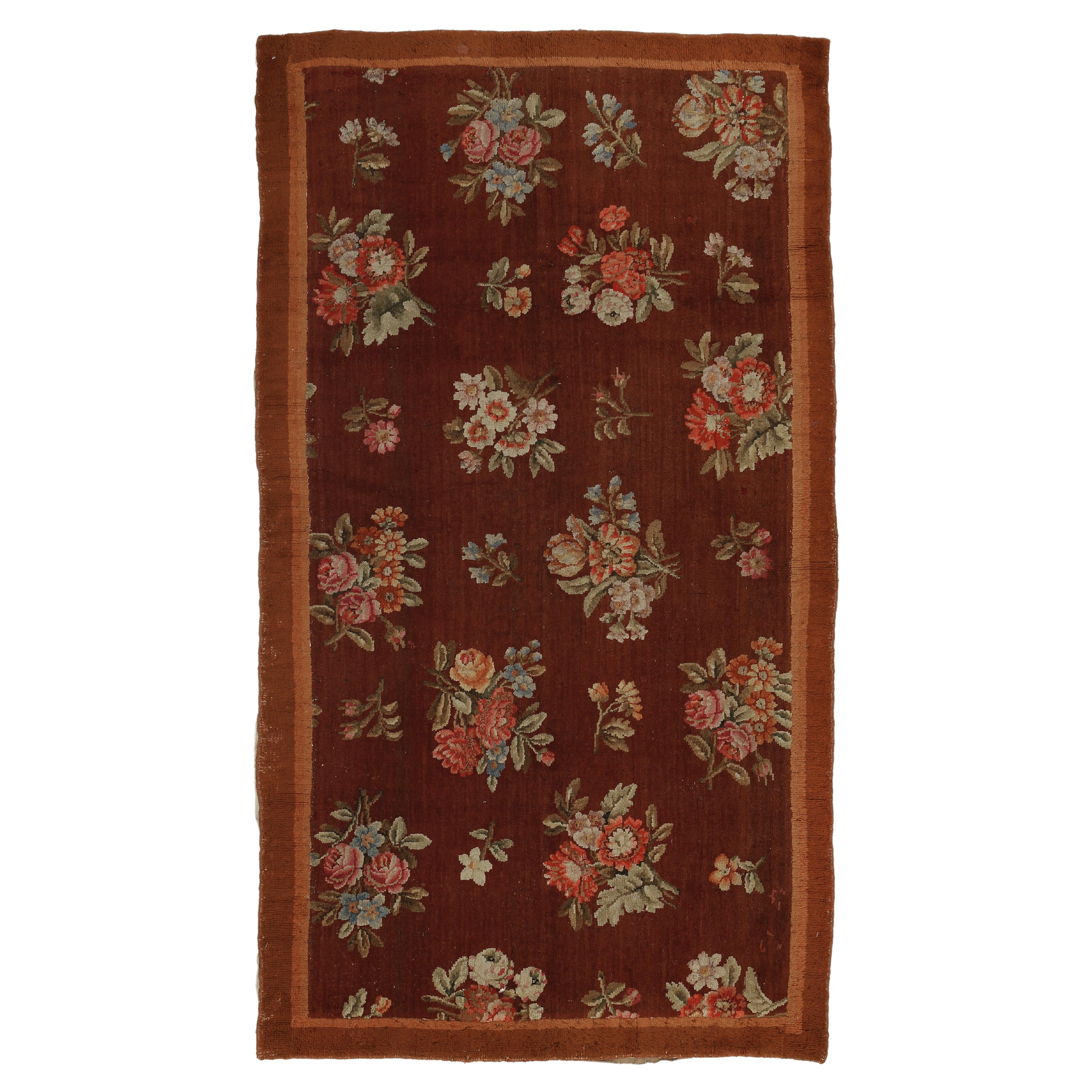 Antique French Charles X Savonnerie Rug with Botanical Design, Circa 1820