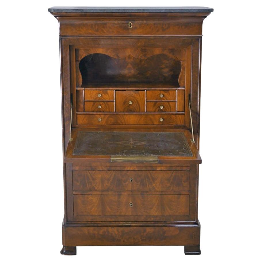 Antique French Charles X Secretary/Secrétaire à Abattant in Mahogany, c. 1825 For Sale