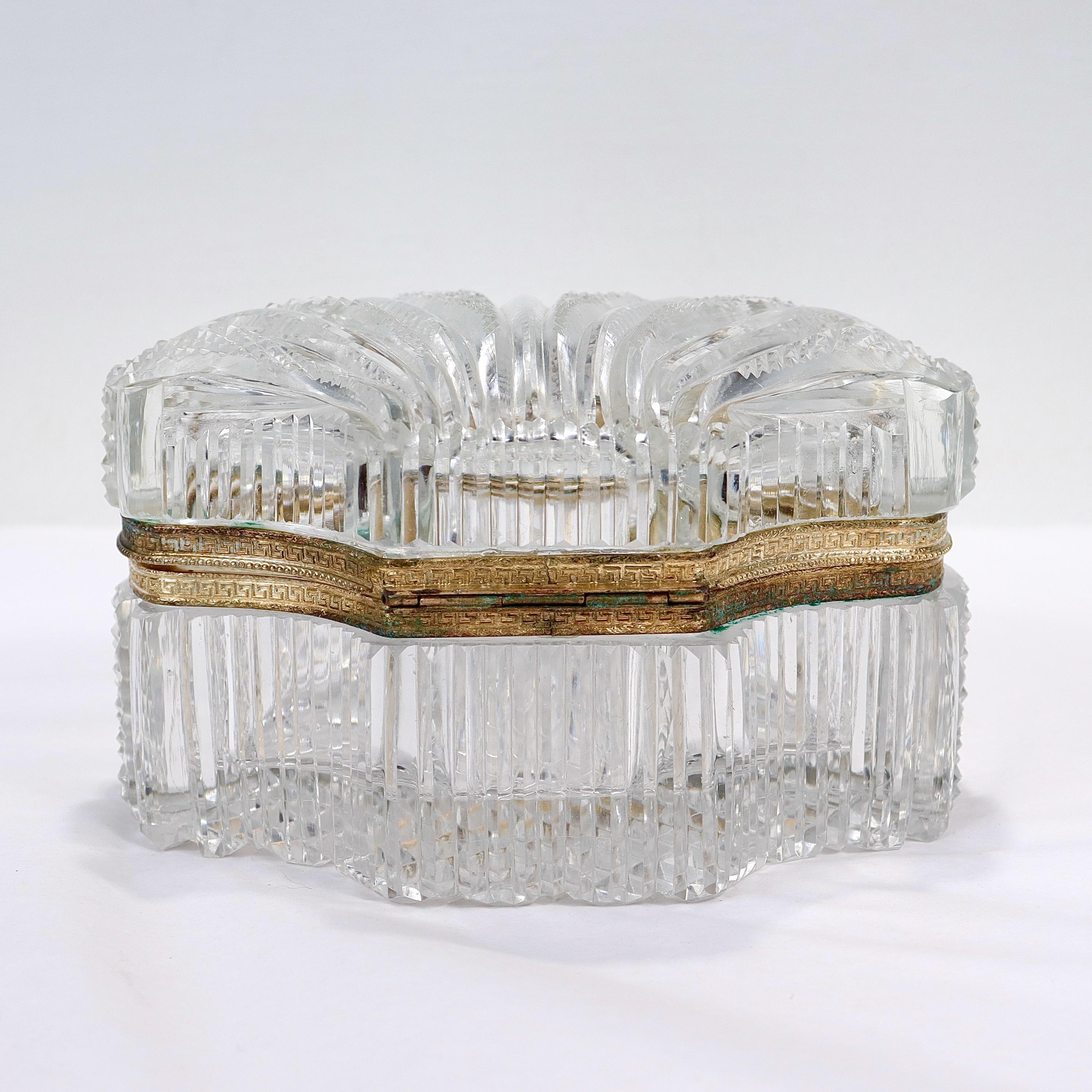 Antique French Charles X Style Cut Glass Shell Shaped Casket or Table Box For Sale 3